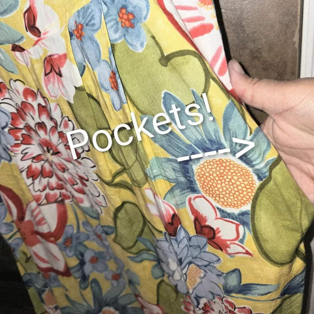 Jams World Sz S Janice Riesling AOP Floral Side Pockets Midi Dress W334X-RIES